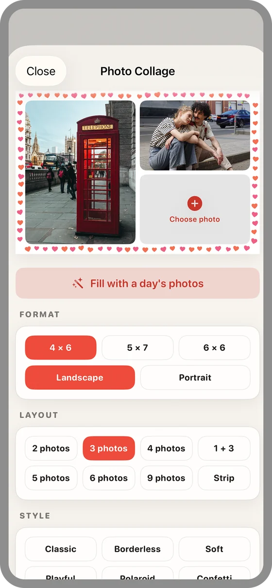 Designing a photo collage: format, layout and style